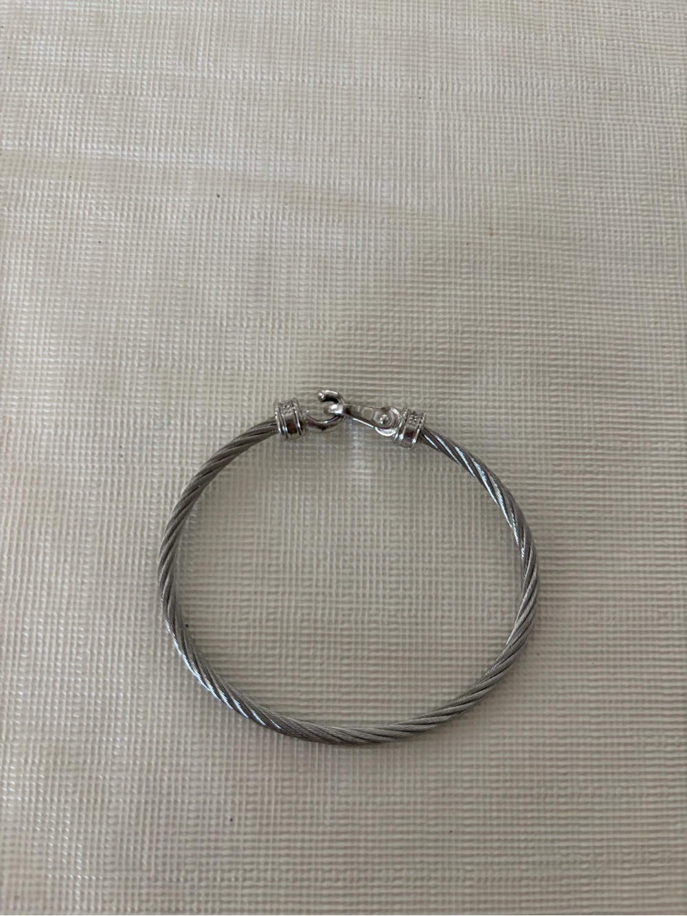Sterling Silver & Steel Cable Bracelet with Black & Clear Stones - Picture 3 of 4